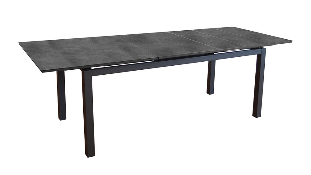Table HIVAOA 180/240 Plateau HPL Coloris:Châssis Graphite/Plateau HPL Noir Ecotax:Prix de vente comprenant l'éco-taxe de 3,14 € 