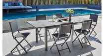 Table HIVAOA 180/240 Plateau HPL Coloris:Châssis Graphite/Plateau HPL Noir Ecotax:Prix de vente comprenant l'éco-taxe de 3,14 € 