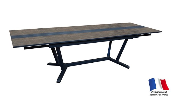 Table GALLEO 180/230/280 plateau HPL Fundermax® Coloris:Châssis Graphite/Plateau Fundermax® Moka Ecotax:Prix de vente comprenant