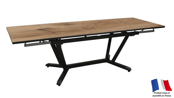 Table VITA 180/230/280 plateau HPL Fundermax® Coloris:Châssis Graphite/Plateau Fundermax® Chêne Ecotax:Prix de vente comprenant 