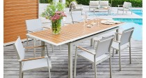 Table LOUISIANE II 187/247 Coloris:Châssis Crème / Lattes chêne Ecotax:Prix de vente comprenant l'éco-taxe de 4,20 € TTC Mode de