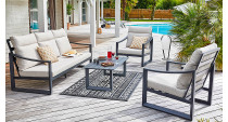 Canapé PRADO 3 places Coloris:Châssis Graphite/Assise Beige Ecotax:Prix de vente comprenant l'éco-taxe de 6,80 € TTC Mode de liv